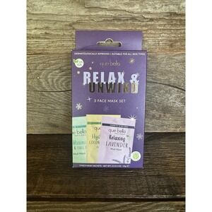 Que Bella Relax & Unwind Face Mask Set 3pk | Vegan |‎ MSRP = $15